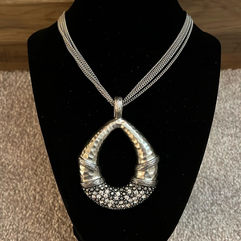 NEW Premier Designs Statement Silver Pendant and Multi Strand Silver Chain